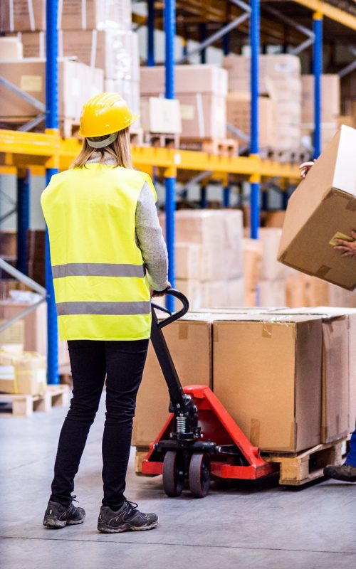 Young workers in a warehouse.